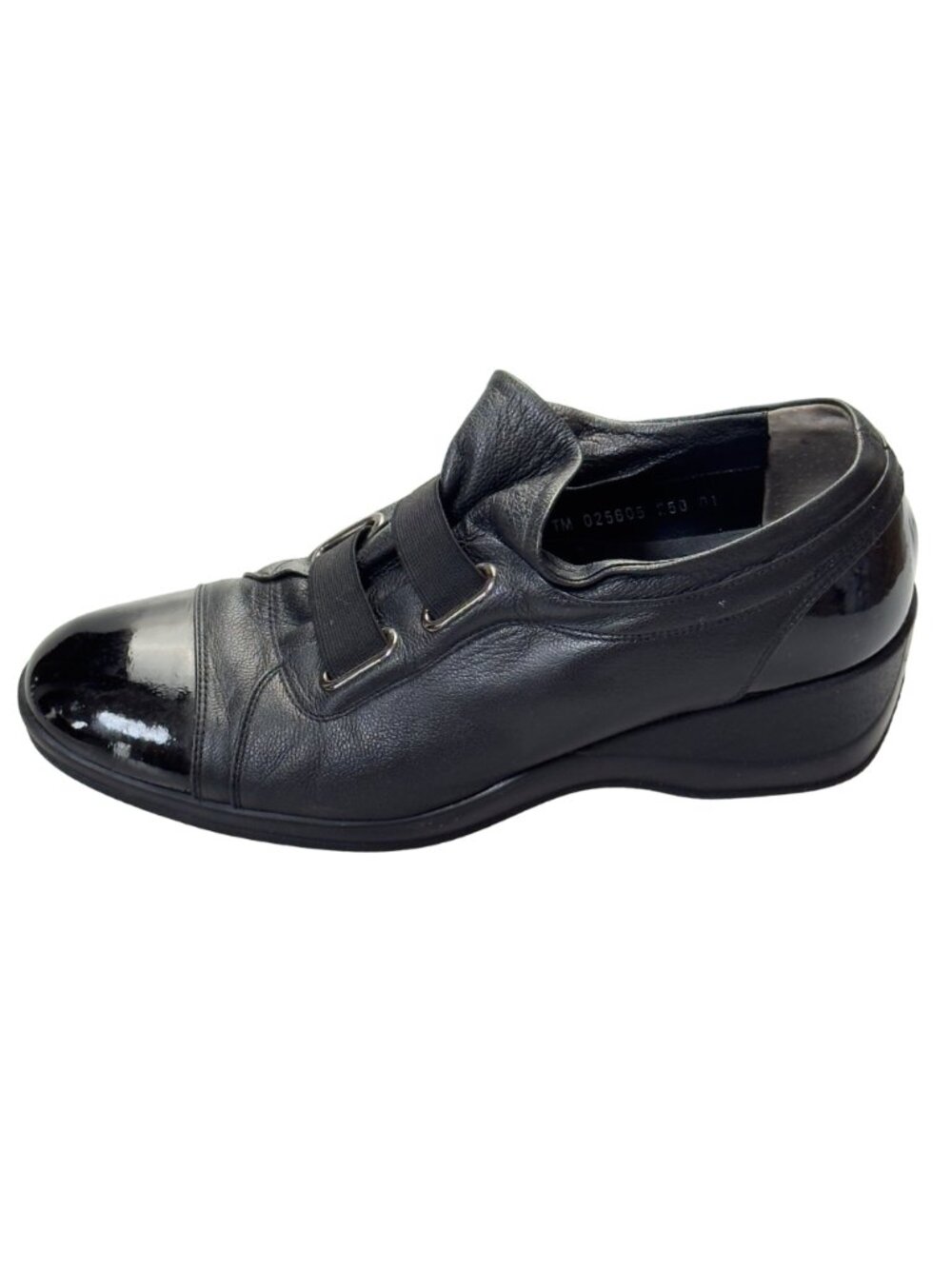 MOOK STYLE Women’s Shoes Black Leather Cap Toe Wedges Heels Size 9.5M - Picture 11 of 13